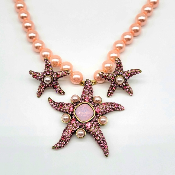 Heidi Daus Pink Tourmaline Swarovski Crystal Starfish Earrings and Necklace Set - Picture 5 of 10